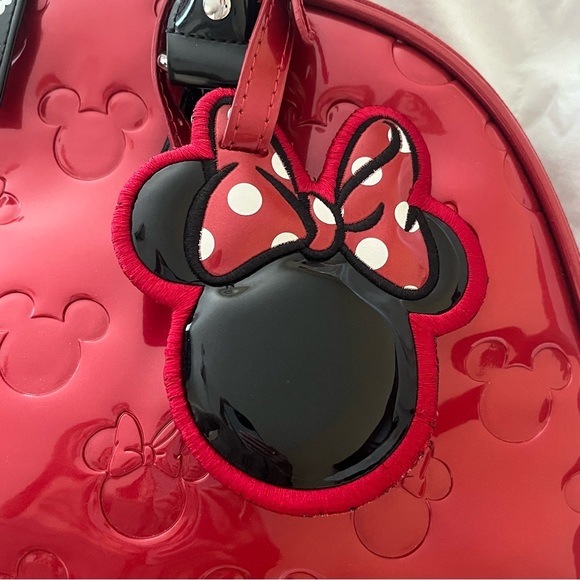 Loungefly Disney Minnie Loves Mickey Embossed Bag Purse Red Black New NWOT - Picture 5 of 13